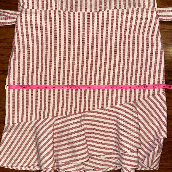 Lucy Paris Adeline Striped Cotton Ticking Flounce Hem Dress Size M - Picture 15 of 16